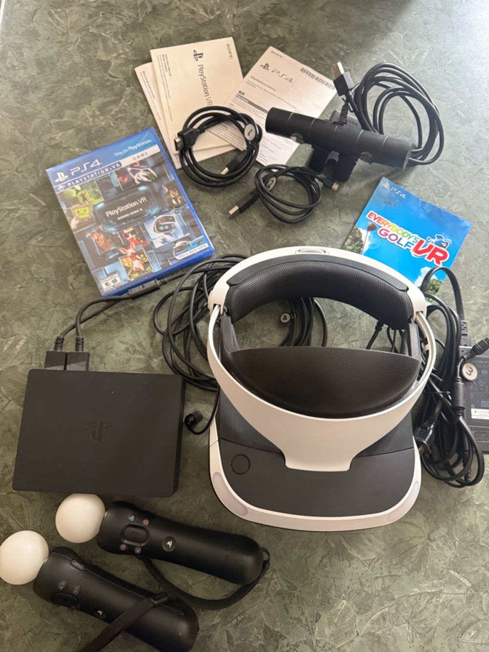 Sony PS4 VR headset bundle in white and black with controllers